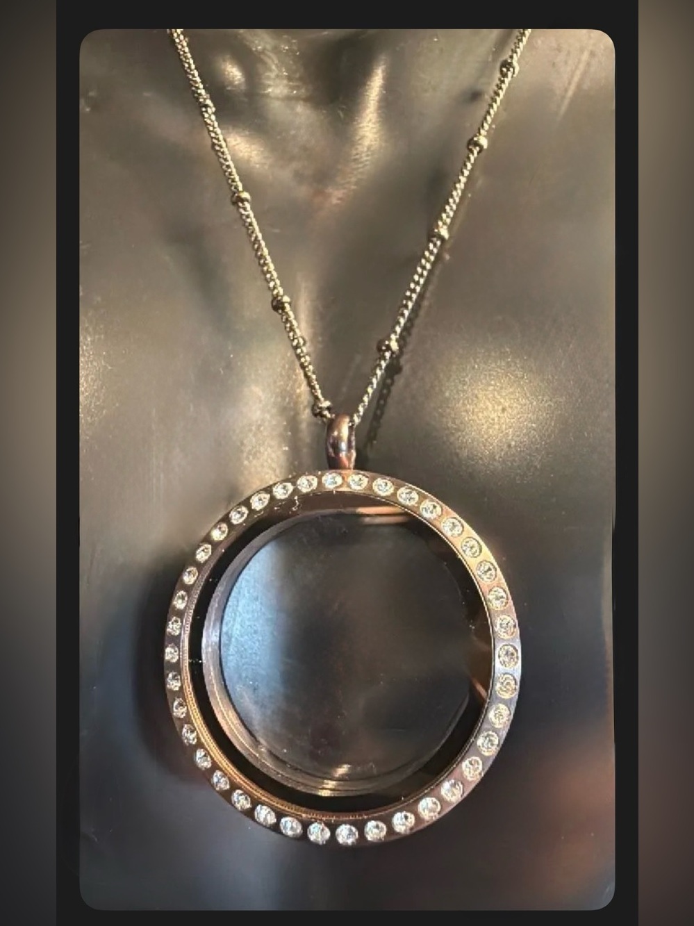 Origami Owl Rose Gold Large Locket with Necklace